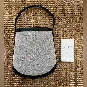 Savette Bucket Bag in Canvas with Black Trim